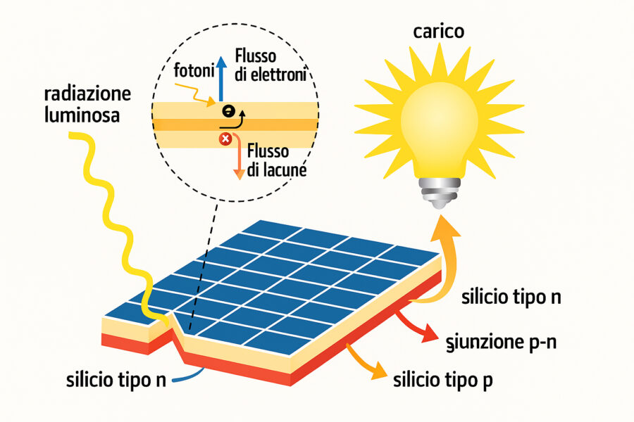 L'effetto fotovoltaico in un pannello fotovoltaico